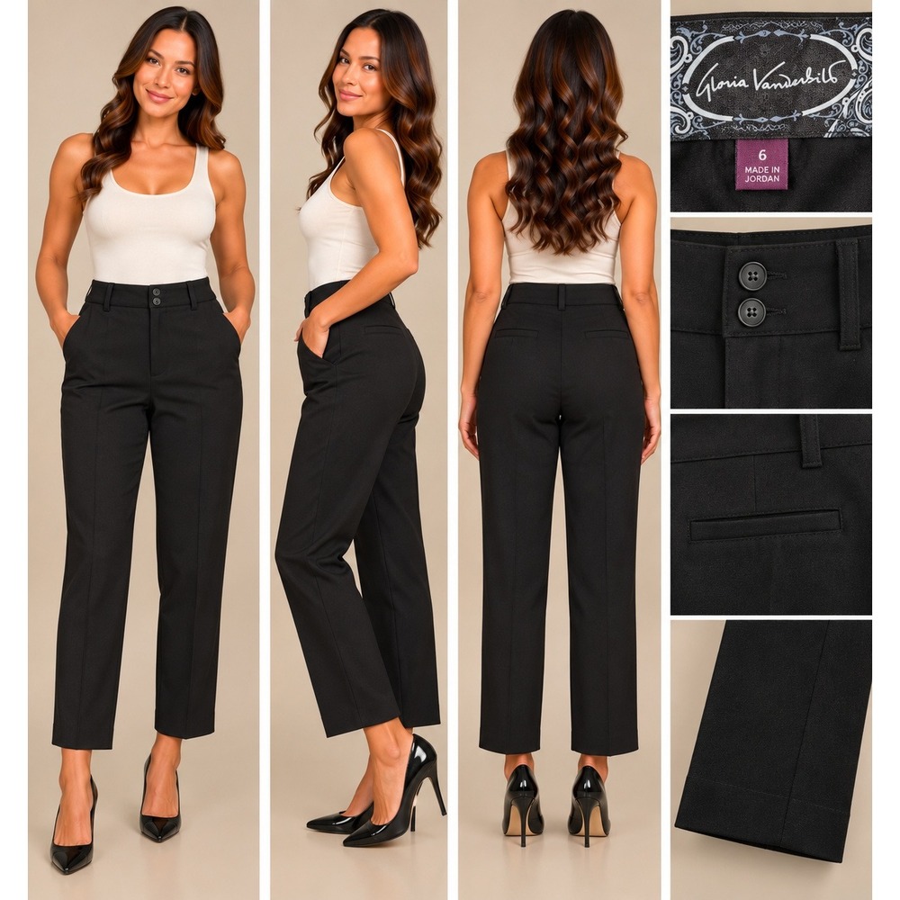 Gloria Vanderbilt Trouser Pants Women 6S Black Old Money Quiet Luxury Jodie New